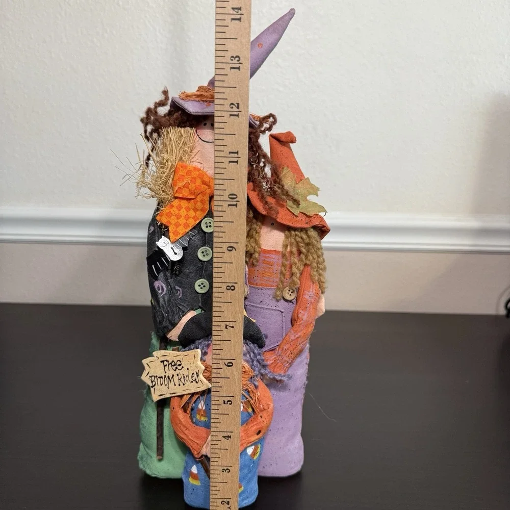 VTG HALLOWEEN WITCH‎ STANDING DOLL Family Hand Crafted Witch w/Broom 14